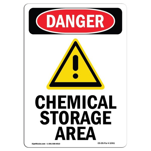 Signmission Safety Sign, OSHA Danger, 18" Height, Chemical Storage Area, Portrait, D-1218-V-1061 OS-DS-D-1218-V-1061